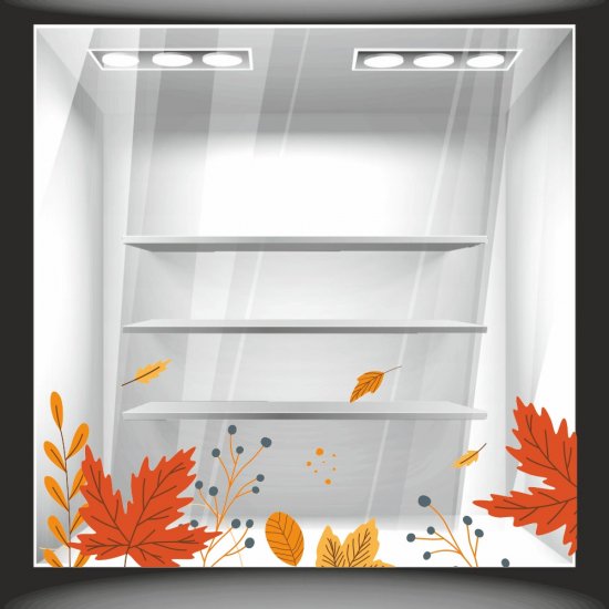 Αυτοκόλλητο βιτρίνας - Φθινοπωρινά Φύλλα