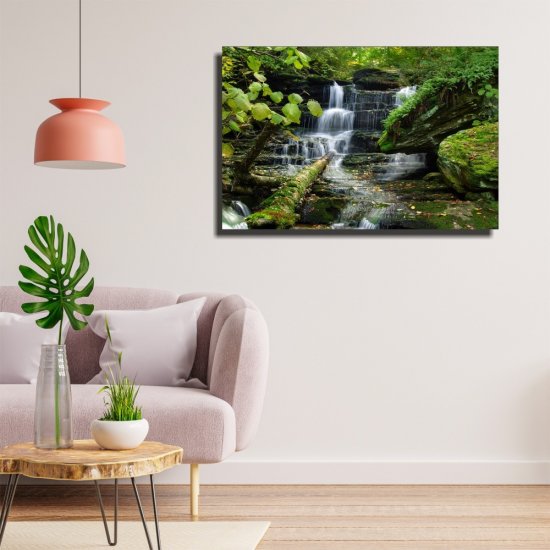 Πίνακας σε καμβά - Καταρράκτης και δέντρα