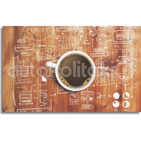 Πίνακας σε καμβά - Καφές και εργασία