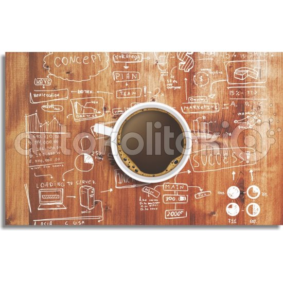Πίνακας σε καμβά - Καφές και εργασία