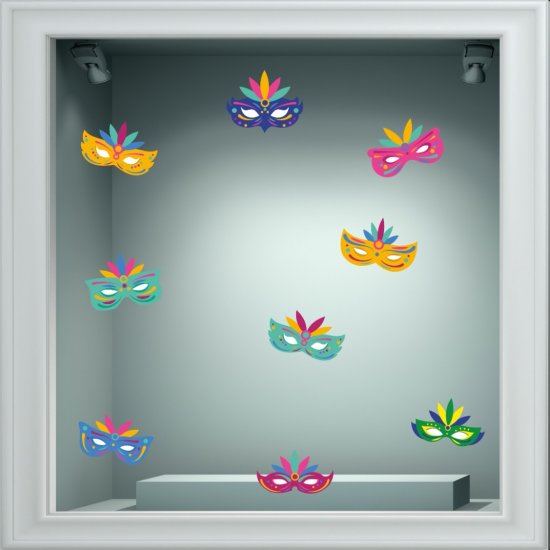 Αποκριάτικο Αυτοκόλλητο - Μασκές σετ (9 μάσκες)