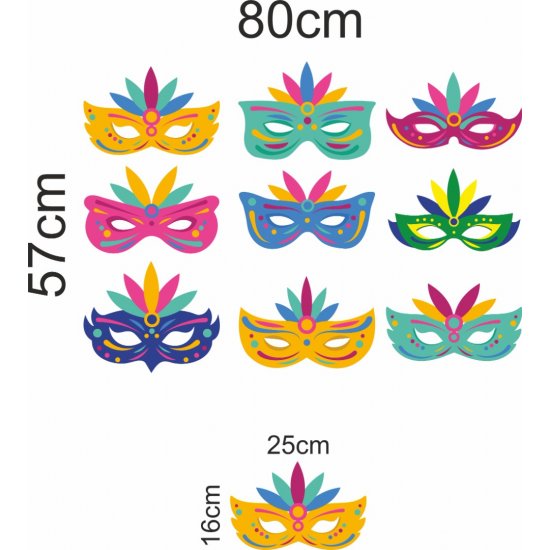 Αποκριάτικο Αυτοκόλλητο - Μασκές σετ (9 μάσκες)