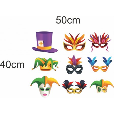 Αποκριάτικο Αυτοκόλλητο - Αποκριάτικα σετ (9 αυτοκόλλητα)