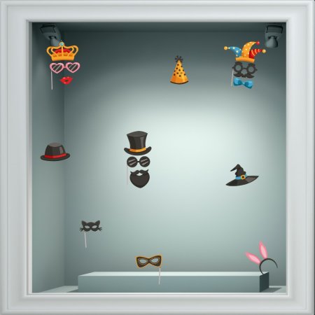 Αποκριάτικο Αυτοκόλλητο - Αποκριάτικα σετ 2 (9 αυτοκόλλητα)