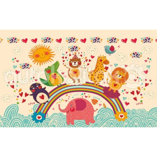 Παιδικός Πίνακας σε Καμβά - Ζωάκια Σε Ουράνιο Τόξο Παιδικός Πίνακας σε Καμβά - Ζωάκια Σε Ουράνιο Τόξο