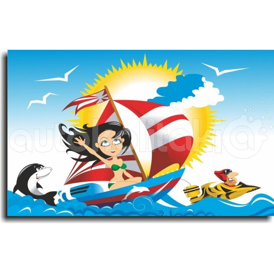 Παιδικός Πίνακας σε Καμβά - Κορίτσι Με καραβάκι Παιδικός Πίνακας σε Καμβά - Κορίτσι Με καραβάκι