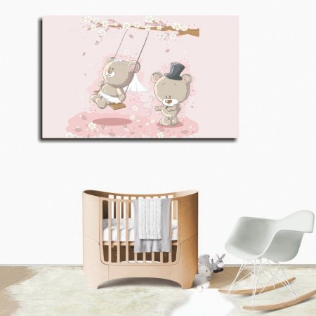 Παιδικός Πίνακας σε Καμβά - Αρκουδάκια Σε Κούνια