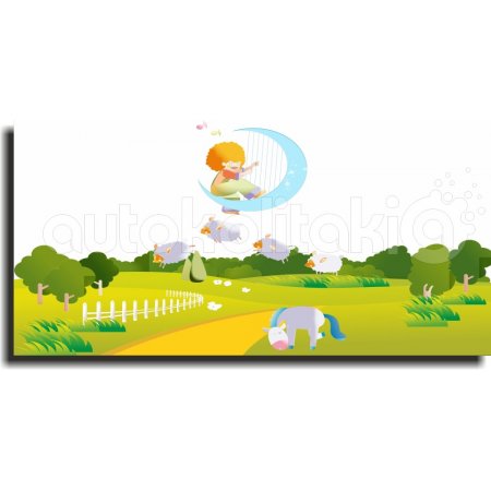 Παιδικός Πίνακας σε Καμβά - Παιδάκι Με Άρπα