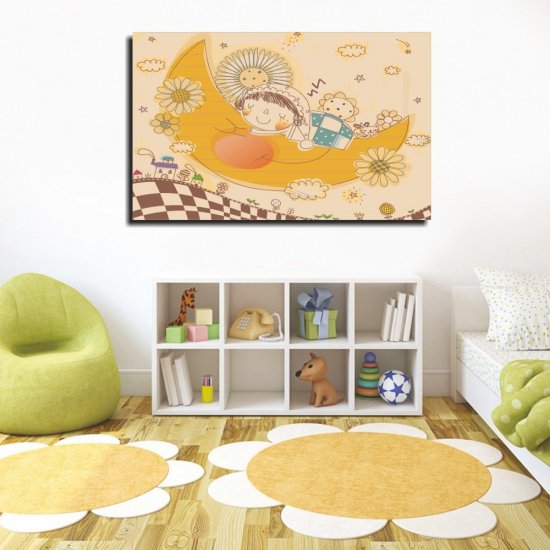 Παιδικός Πίνακας σε Καμβά - Παιδάκι Φεγγαράκι