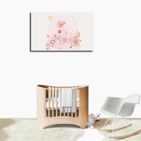 Παιδικός Πίνακας σε Καμβά - Λουλουδάκια Με Πουλάκια