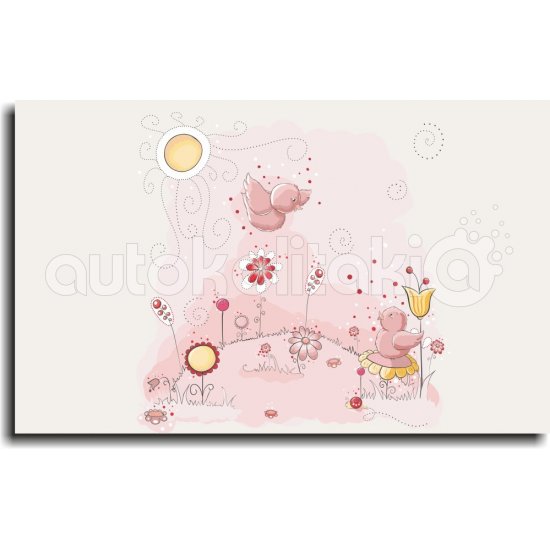 Παιδικός Πίνακας σε Καμβά - Λουλουδάκια Με Πουλάκια Παιδικός Πίνακας σε Καμβά - Λουλουδάκια Με Πουλάκια