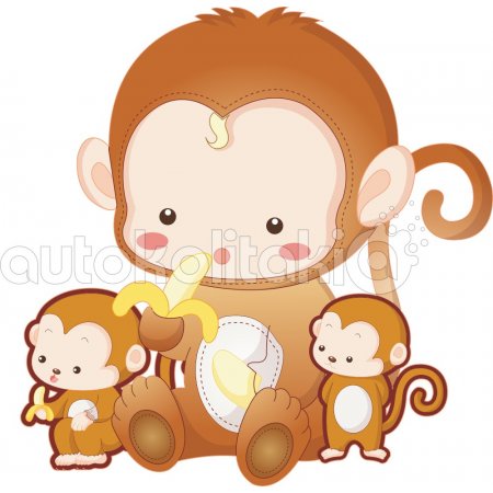 Αυτοκόλλητο τοίχου - Μαϊμουδάκια Αυτοκόλλητο τοίχου - Μαϊμουδάκια