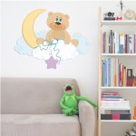 Αυτοκόλλητο τοίχου - Αρκουδάκι στα σύννεφα