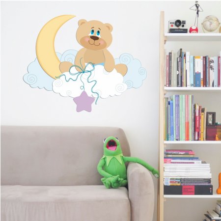 Αυτοκόλλητο τοίχου - Αρκουδάκι στα σύννεφα