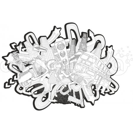 Αυτοκόλλητο τοίχου - Γκράφιτι Πόλης