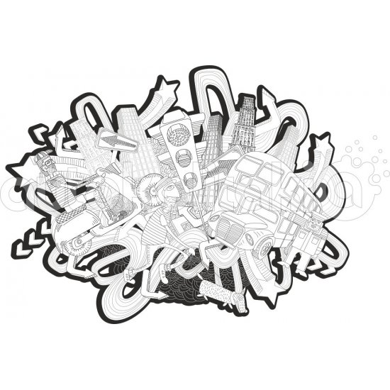 Αυτοκόλλητο τοίχου - Γκράφιτι Πόλης