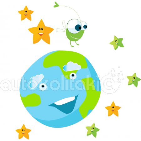 Αυτοκόλλητο τοίχου - Γη και αστεράκια