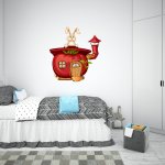 Αυτοκόλλητο τοίχου - Λαγουδακι και σπιτάκι