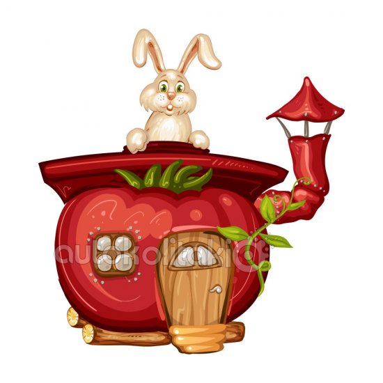 Αυτοκόλλητο τοίχου - Λαγουδακι και σπιτάκι Αυτοκόλλητο τοίχου - Λαγουδακι και σπιτάκι