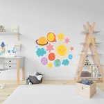 Αυτοκόλλητο τοίχου - Ήλιος, πλανήτες, αστεράκια