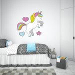 Παιδικό Αυτοκόλλητο Τοίχου - Happy Unicorn