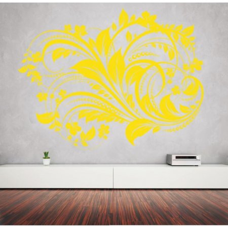 Αυτοκόλλητο τοίχου - Αφηρημένη βλάστηση ΚΙΤΡΙΝΟ