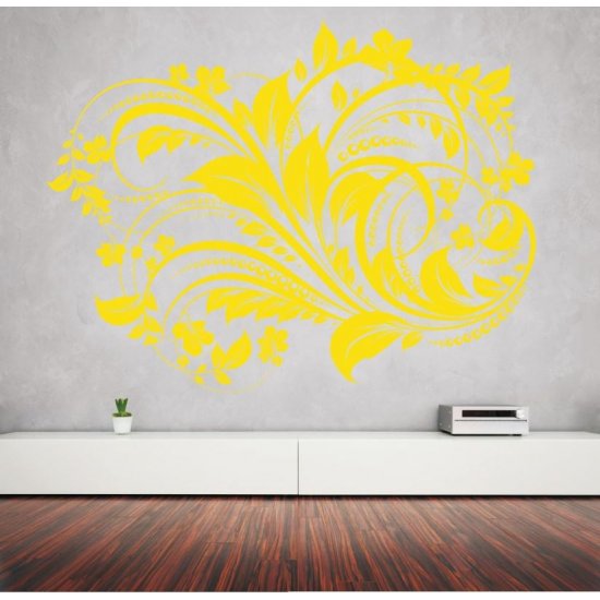Αυτοκόλλητο τοίχου - Αφηρημένη βλάστηση ΚΙΤΡΙΝΟ