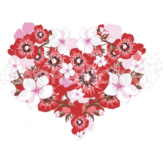 Αυτοκόλλητο τοίχου - Καρδιά από άνθη