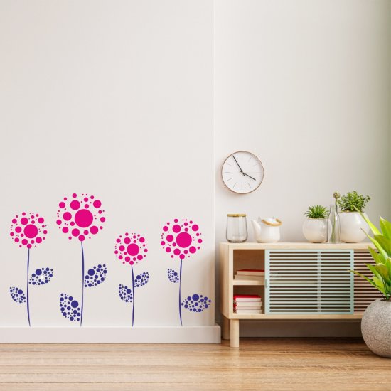 Αυτοκόλλητο τοίχου - Κυκλικά λουλούδια