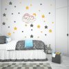 Αυτοκόλλητο τοίχου - Αρκουδάκι στα σύννεφα 01 (+ 36 Αστεράκια)