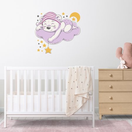 Αυτοκόλλητο τοίχου - Αρκουδάκι στα σύννεφα