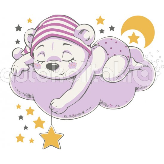 Αυτοκόλλητο τοίχου - Αρκουδάκι στα σύννεφα