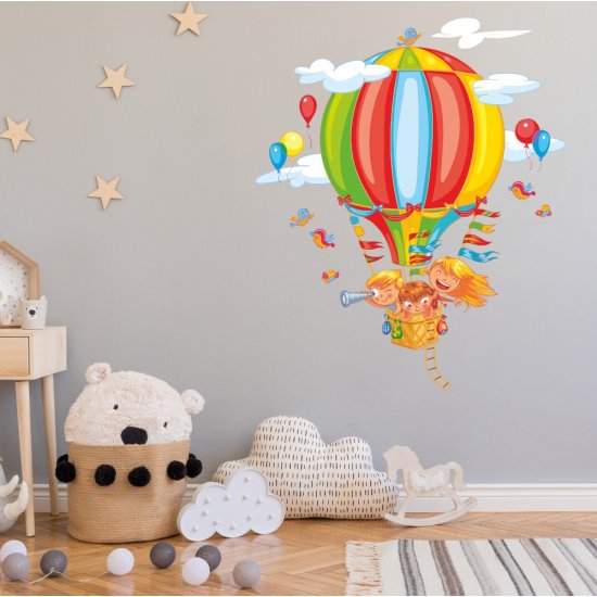 Αυτοκόλλητο τοίχου - Αερόστατο με παιδάκια 4 Αυτοκόλλητο τοίχου - Αερόστατο με παιδάκια 4