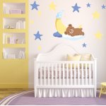 Αυτοκόλλητο τοίχου - Αρκουδάκι που κοιμάται (+ 12 Αστεράκια)