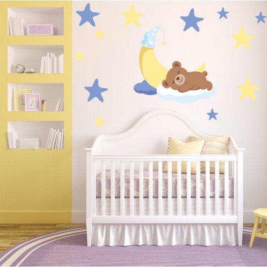 Αυτοκόλλητο τοίχου - Αρκουδάκι που κοιμάται (+ 12 Αστεράκια) Αυτοκόλλητο τοίχου - Αρκουδάκι που κοιμάται (+ 12 Αστεράκια)