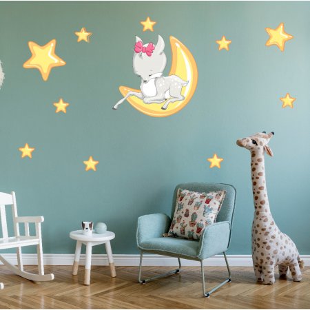 Αυτοκόλλητο τοίχου - Ελαφάκι που κοιμάται