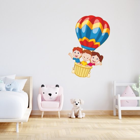 Αυτοκόλλητο τοίχου - Αερόστατο με παιδάκια 2 Αυτοκόλλητο τοίχου - Αερόστατο με παιδάκια 2