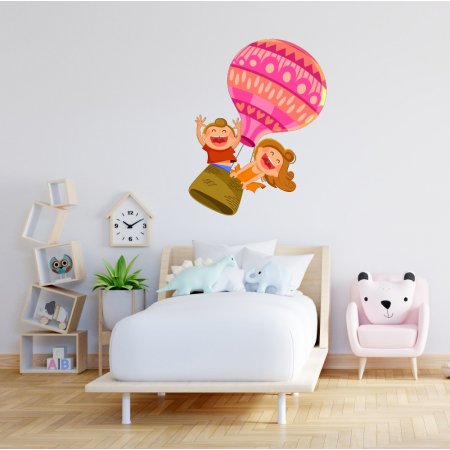 Αυτοκόλλητο τοίχου - Αερόστατο με παιδάκια 3