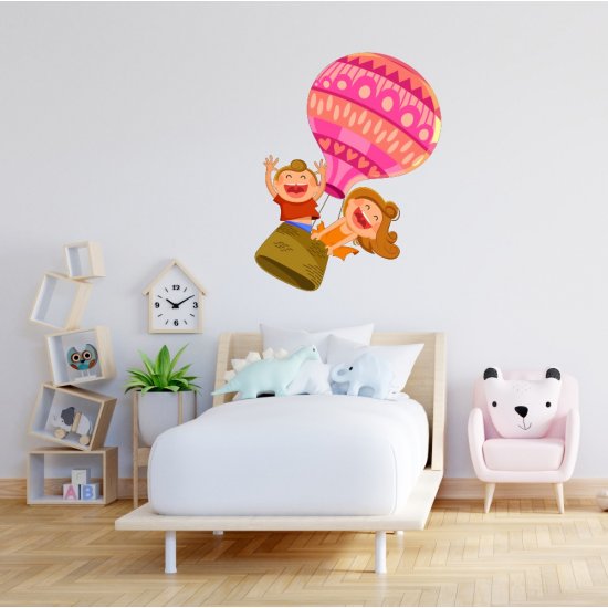 Αυτοκόλλητο τοίχου - Αερόστατο με παιδάκια 3 Αυτοκόλλητο τοίχου - Αερόστατο με παιδάκια 3
