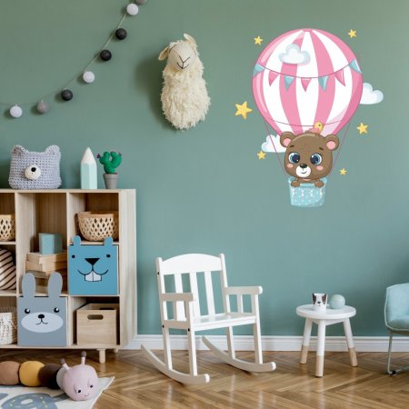 Αυτοκόλλητο τοίχου - Αερόστατο αρκουδάκι