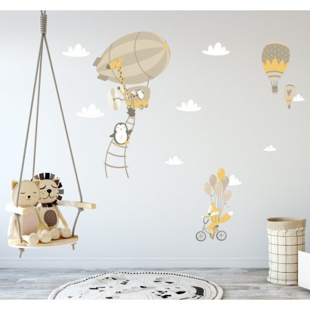 Αυτοκόλλητο τοίχου - Αερόστατα βόλτα με φίλους