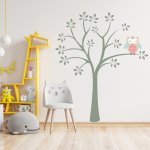 Αυτοκόλλητο τοίχου - Δέντρο με κουκουβάγια
