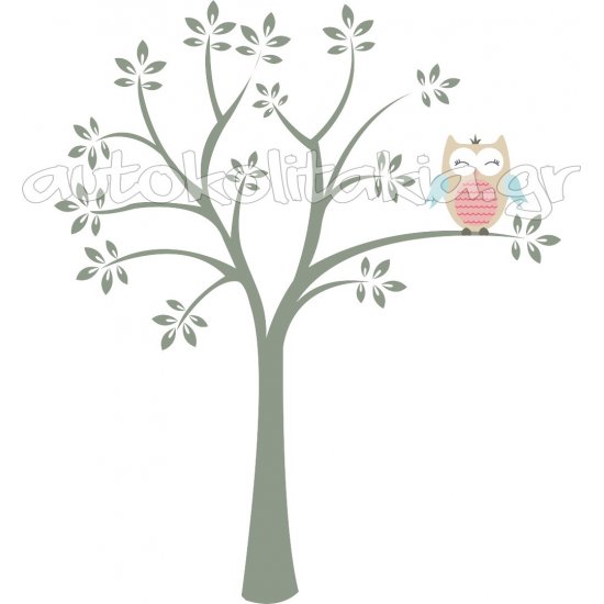 Αυτοκόλλητο τοίχου - Δέντρο με κουκουβάγια Αυτοκόλλητο τοίχου - Δέντρο με κουκουβάγια