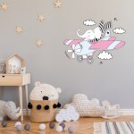 Αυτοκόλλητο τοίχου - Ελλεφαντάκι με αεροπλακάνι