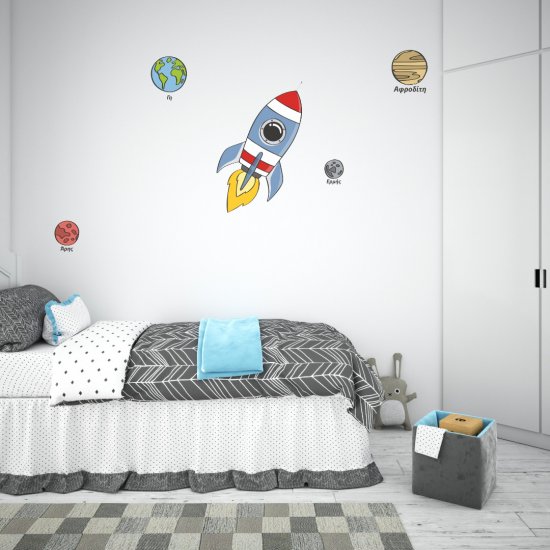 Αυτοκόλλητο Τοίχου Παιδικό - Διαστημόπλοιο με πλανήτες Αυτοκόλλητο Τοίχου Παιδικό - Διαστημόπλοιο με πλανήτες