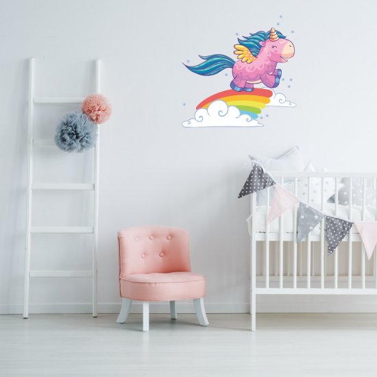 Αυτοκόλλητο τοίχου - Μονόκερος σε ουράνιο τόξο Αυτοκόλλητο τοίχου - Μονόκερος σε ουράνιο τόξο