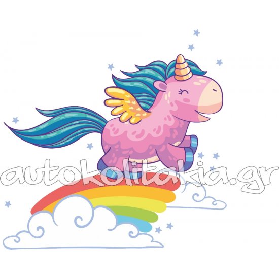 Αυτοκόλλητο τοίχου - Μονόκερος σε ουράνιο τόξο Αυτοκόλλητο τοίχου - Μονόκερος σε ουράνιο τόξο