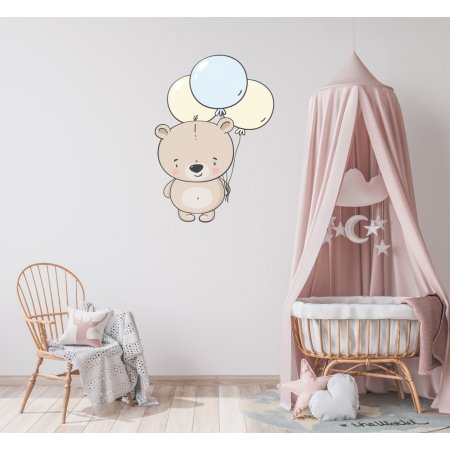 Αυτοκόλλητο τοίχου - Αρκουδάκι με μπαλόνια