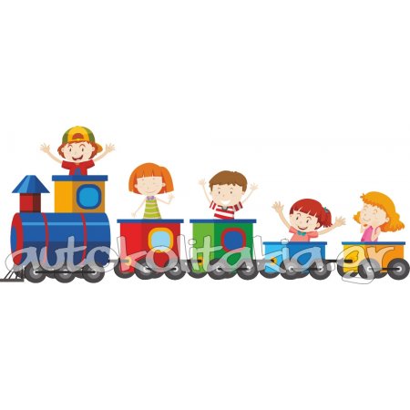 Αυτοκόλλητο τοίχου - Τρενάκι βόλτα με φίλους