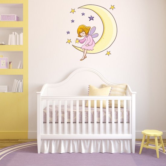 Children's Wall Sticker - Little girl on the moon 2
